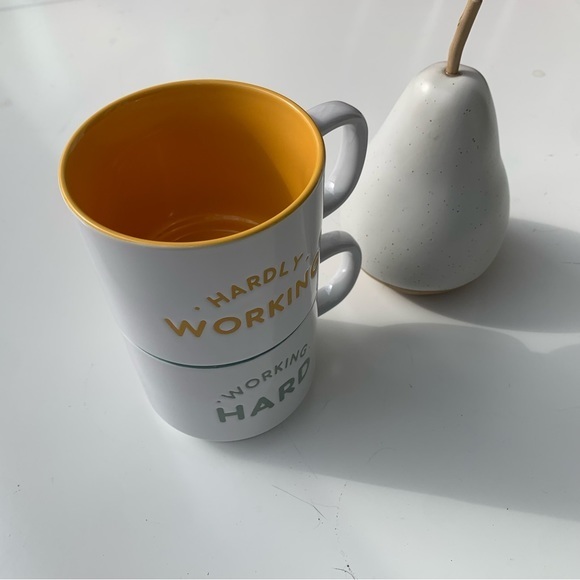 Stoneware Mugs, a set of two HARDLY WORKING and WORKING hard mugs. - Picture 7 of 10